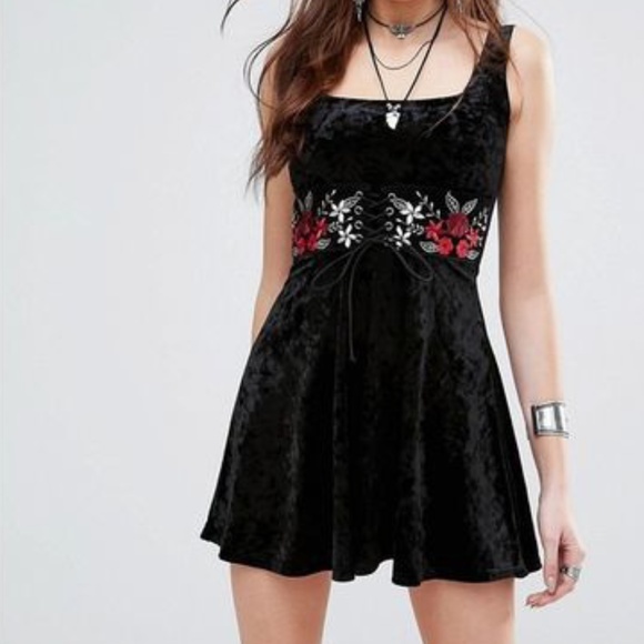 Missguided Dresses & Skirts - Black velvet corset detail mini dress